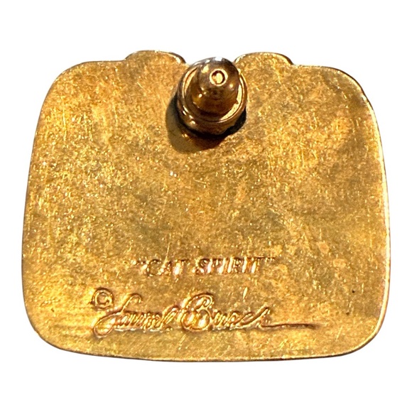 Laurel Burch Vintage Signed “Cat Spirit” Blue and Gold Post Earrings - Picture 3 of 6